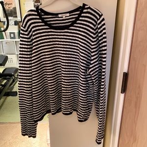 Super Soft Madewell Wool Blend Black and White Striped Sweater